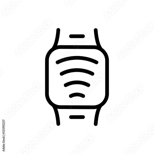 Clock with NFC technology black icon. Near field communication sign. NFC watch symbol