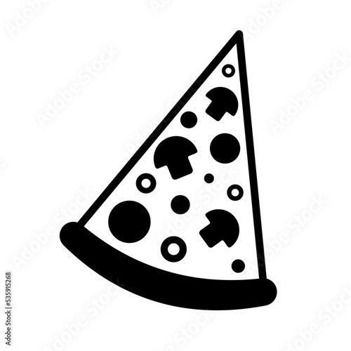 Pizza slice with pepperoni flat icon for apps and websites. Vector illustration.