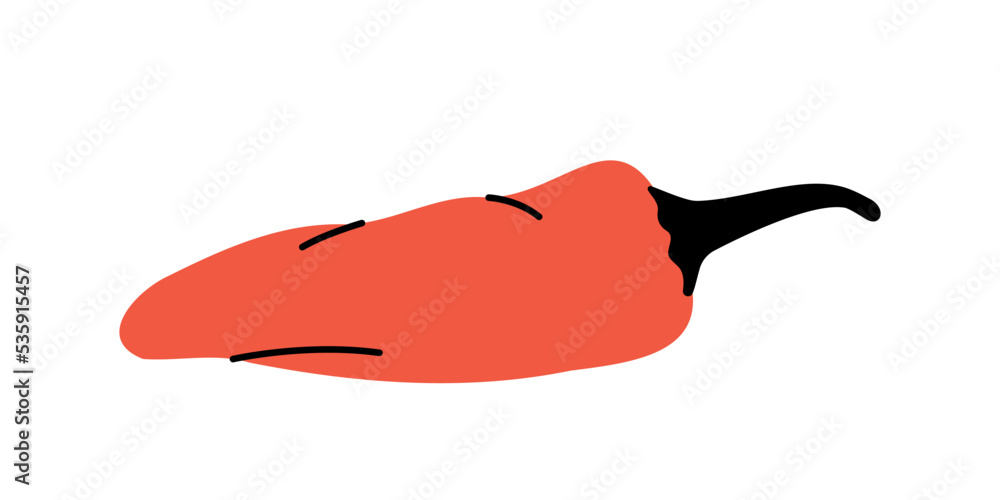 Red pepper sketch. Jalapeno, poblano, bell pepper, serrano. Vegetarian