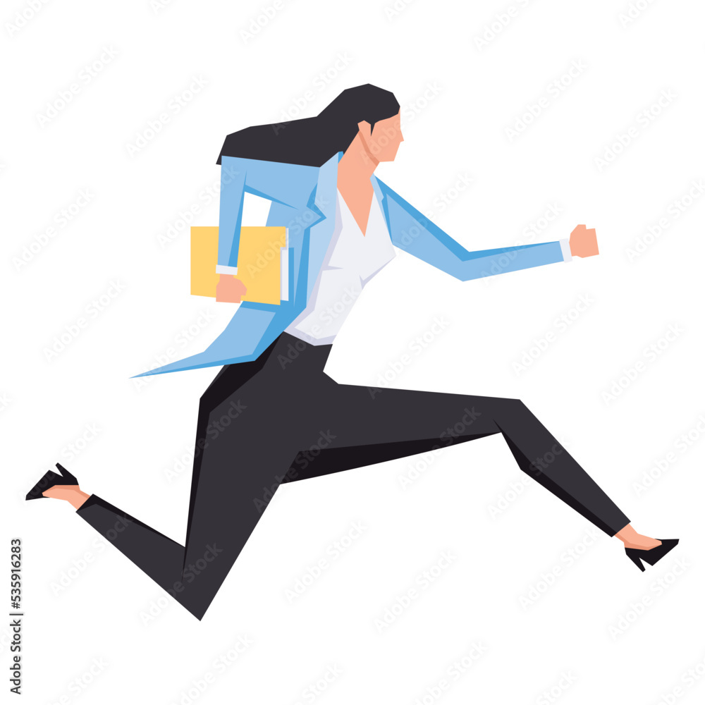 businesswoman running with folder