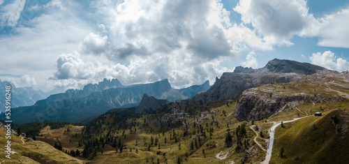 Amazing panoramic view of the Dolomites at Cinque Torri 5 Italy