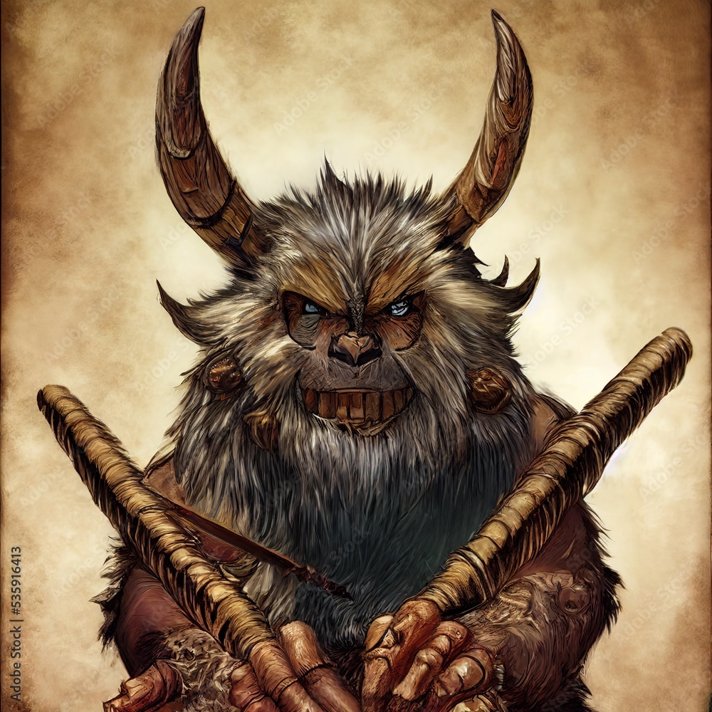 Bugbear Warrior Grinning Wickedly: Character Art in the style of ...