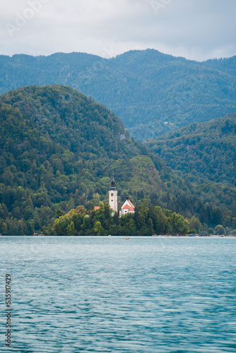 Wallpaper Mural The iconic city of Slovenia, Bled with its island and church as well as the bled castle. Beautiful Panoramic view Torontodigital.ca