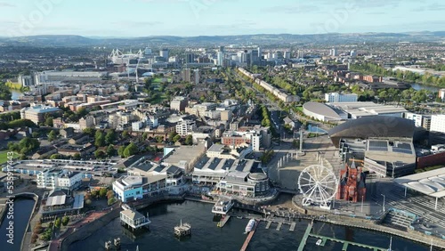 A view of Cardiff city from high angle photo