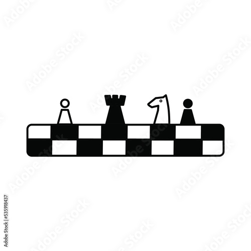 Vector illustration of flat chess board icon isolated on white background.	