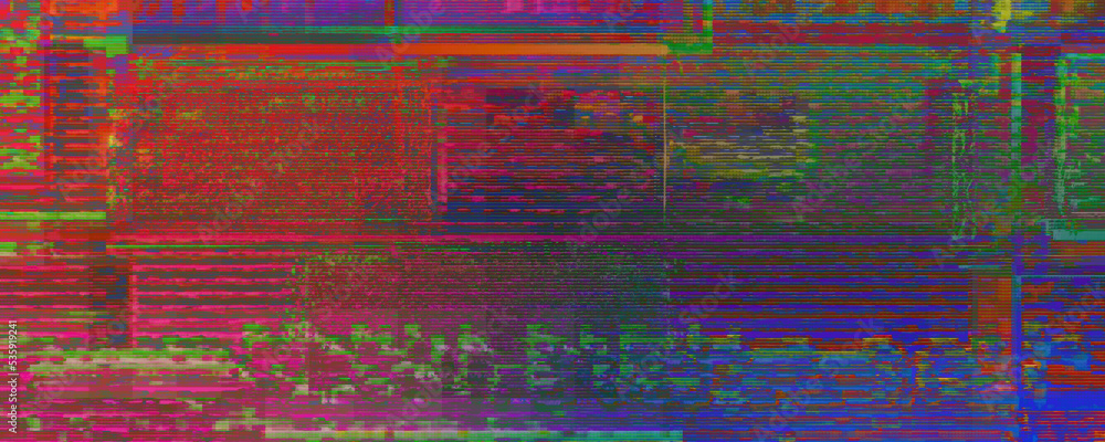 Abstract iridescent glitch art texture background image.