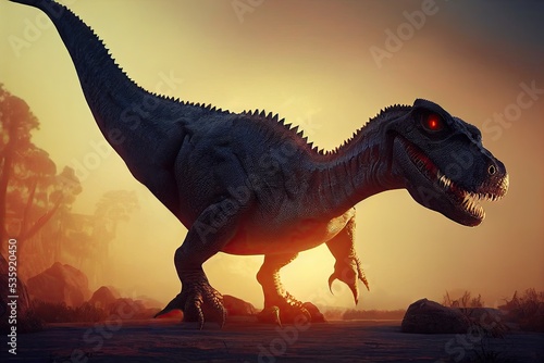 close up of a Velociraptor is a theropod dinosaur that lived in the Late Cretaceous period in Asia. The Velociraptor was a small dromaeosaurid carnivore predator. 3D rendering. © bennymarty