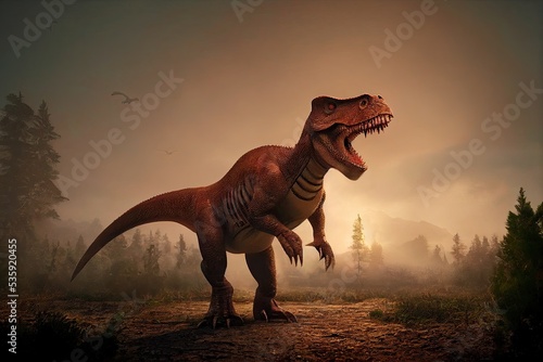 Velociraptor is a theropod dinosaur that lived in the Late Cretaceous period in Asia. The Velociraptor was a small dromaeosaurid carnivore predator. 3D rendering.