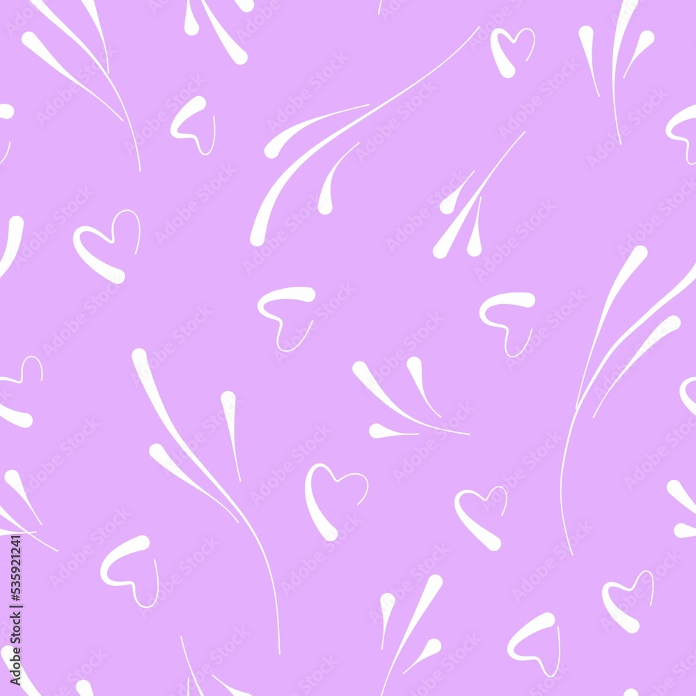 Light purple seamless pattern in abstract style with hearts Light purple seamless pattern in abstract style with hearts