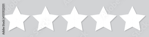 White five stars quality rating icons. 5 stars icon. Five star sign. Rating symbol. Vector illustration