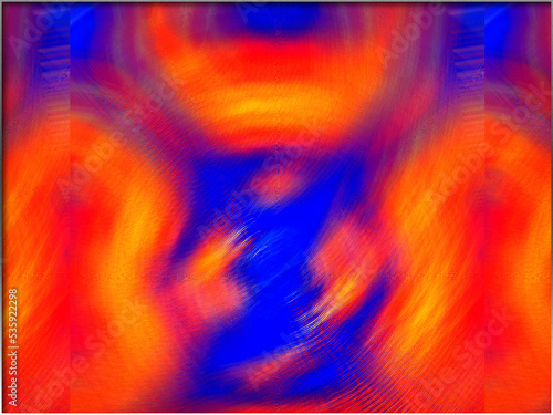Fotografia, Obraz Abstract, Swirling Orange, and Blue Circular Patterns, within a Border      digi