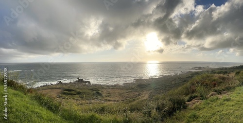 panorama of a sunset on the Galician coast.