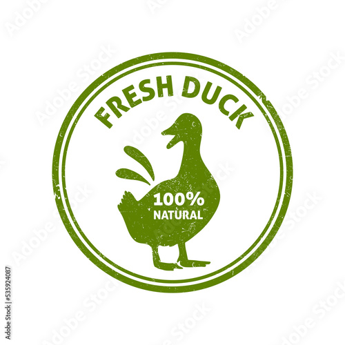 Duck badge, label. Fresh farm food logotype cooking duck vector labels photo