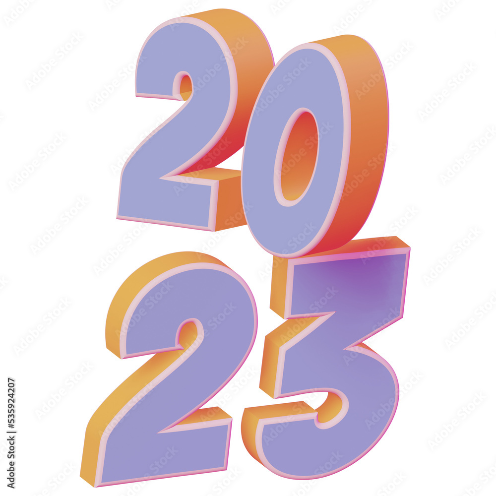 New year 2023 with 3d numbers tranparent baground New year 2023 with 3d numbers tranparent baground