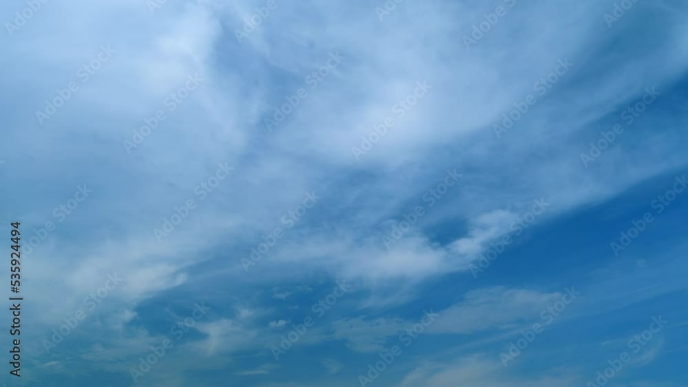 Clouds with blue light blue sky in horizon. No birds and free of defects. Cloudscape nature background texture. Timelapse. Clouds with blue light blue sky in horizon. No birds and free of defects. Cloudscape nature background texture. Timelapse.