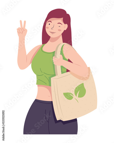 ecologist girl with bag