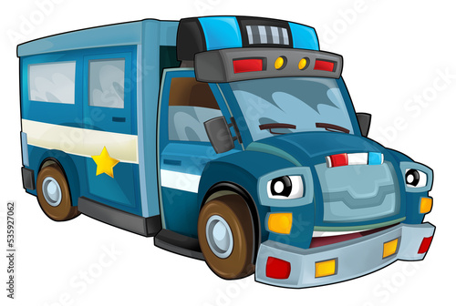 Cartoon police car truck isolated illustration for children