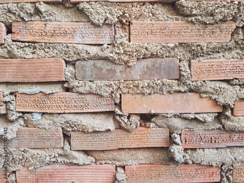 close up brick and cement concrete texture, close up of wall background for design