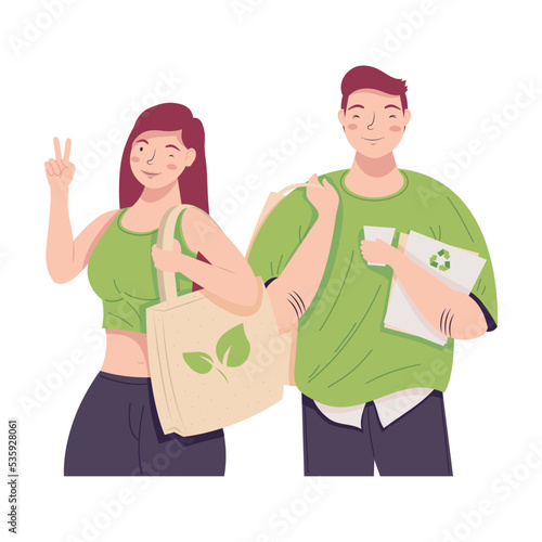 young ecologist couple walking