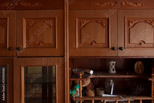 Canvas Print Old wooden soviet furniture with decoration in the room