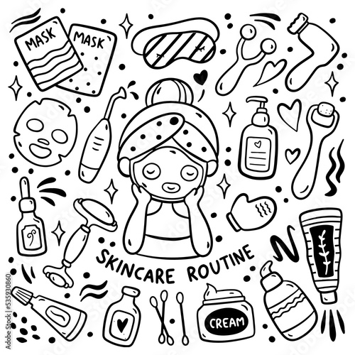 Skin care Routine Hand Drawn Doodle