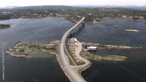 Aerial view of Instöbron bridge by Tornviken, Lycke and Marstrand in the west coast of Sweden photo