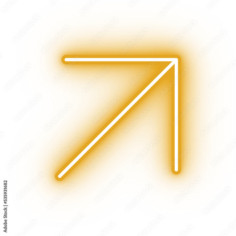 Neon yellow arrow icon, glowing arrow icon on transparent background Neon yellow arrow icon, glowing arrow icon on transparent background