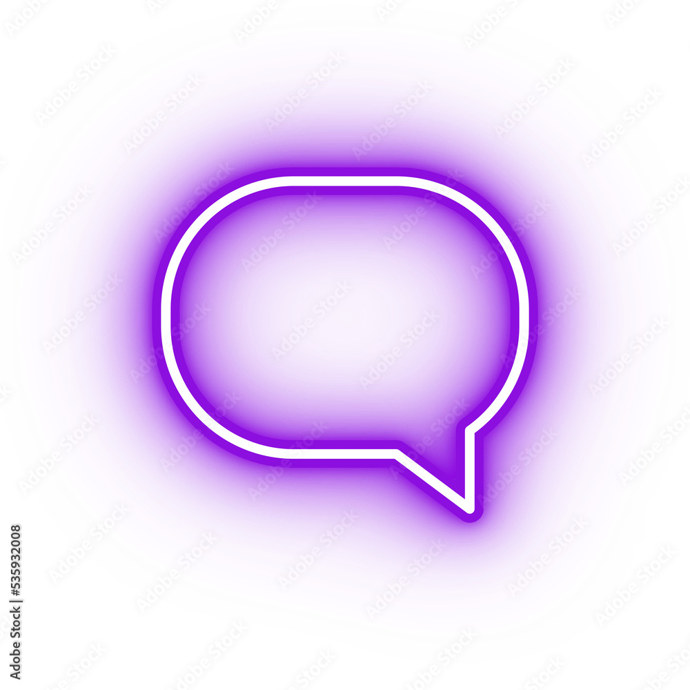 Neon purple speech bubble icon, glowing speak icon on transparent background Neon purple speech bubble icon, glowing speak icon on transparent background