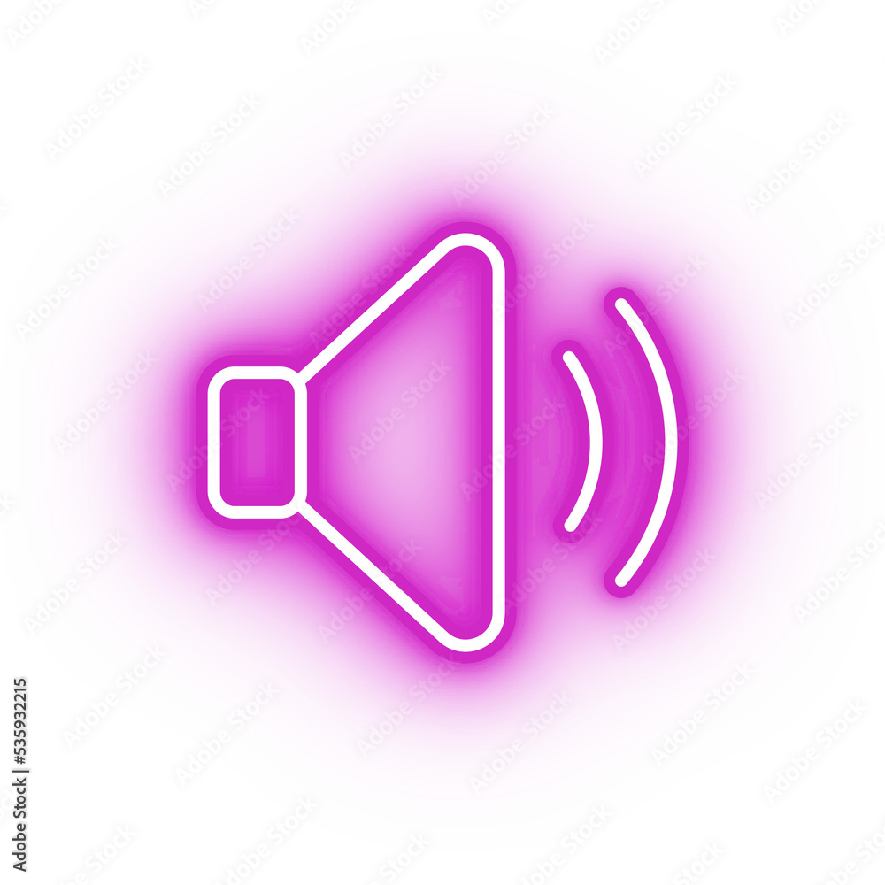 Neon pink speaker icon, glowing speaker icon on transparent background Neon pink speaker icon, glowing speaker icon on transparent background