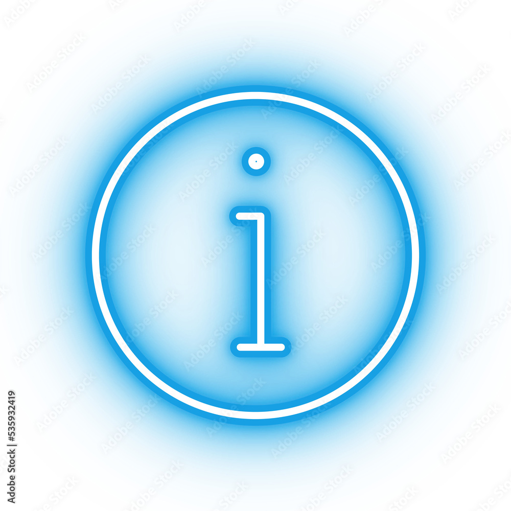 Neon blue information icon, glowing info icon on transparent background Neon blue information icon, glowing info icon on transparent background
