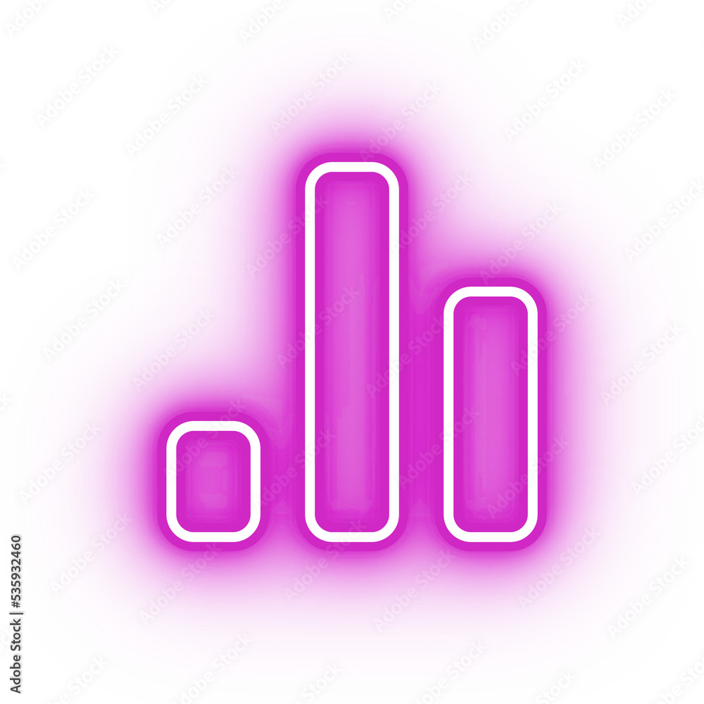 Neon pink graph icon, glowing settings icon on transparent background Neon pink graph icon, glowing settings icon on transparent background