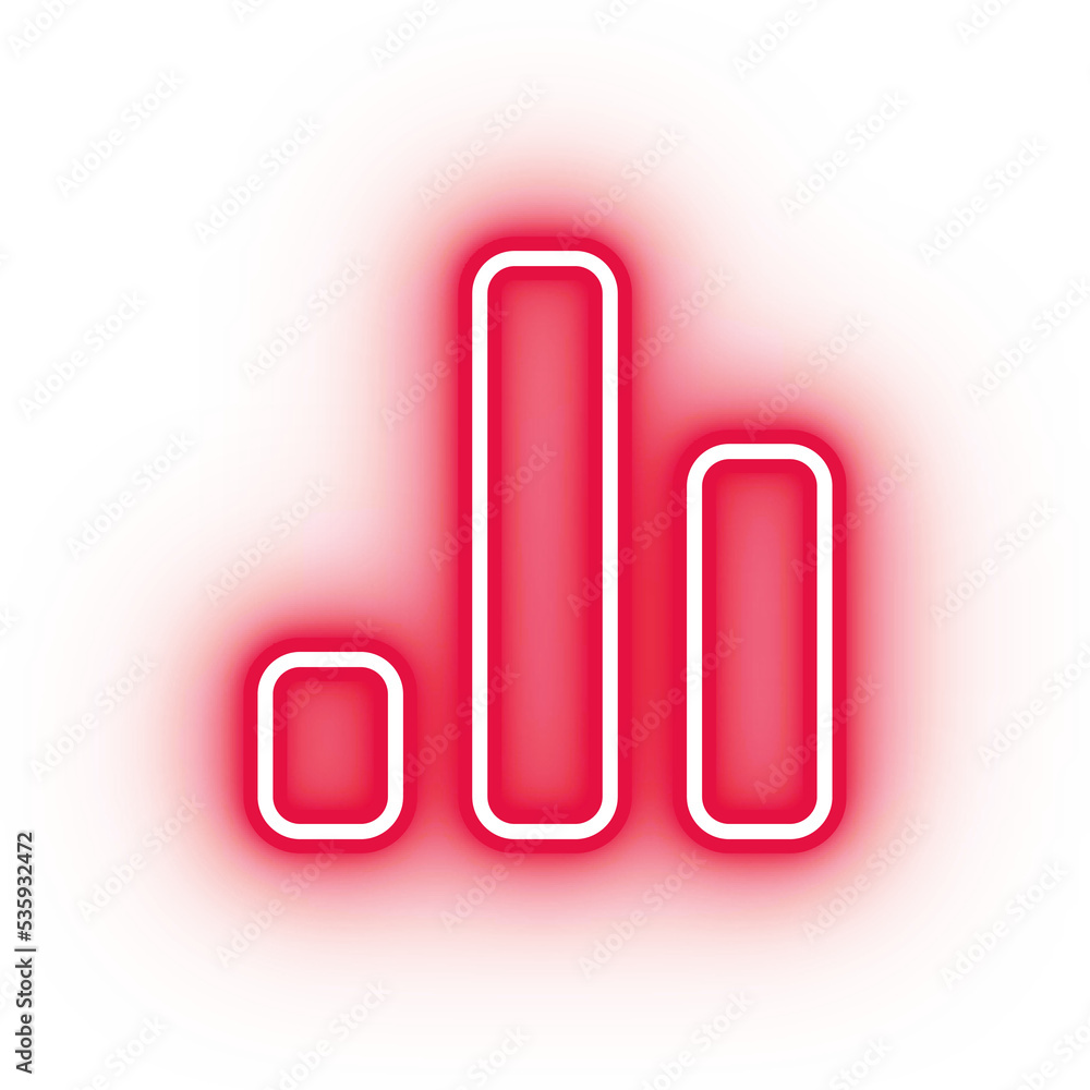 Neon red graph icon, glowing settings icon on transparent background Neon red graph icon, glowing settings icon on transparent background