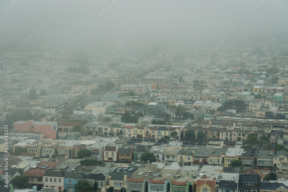 Foggy view from Grandview Park, San Francisco, California