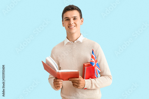 Teenage boy with UK flag an...