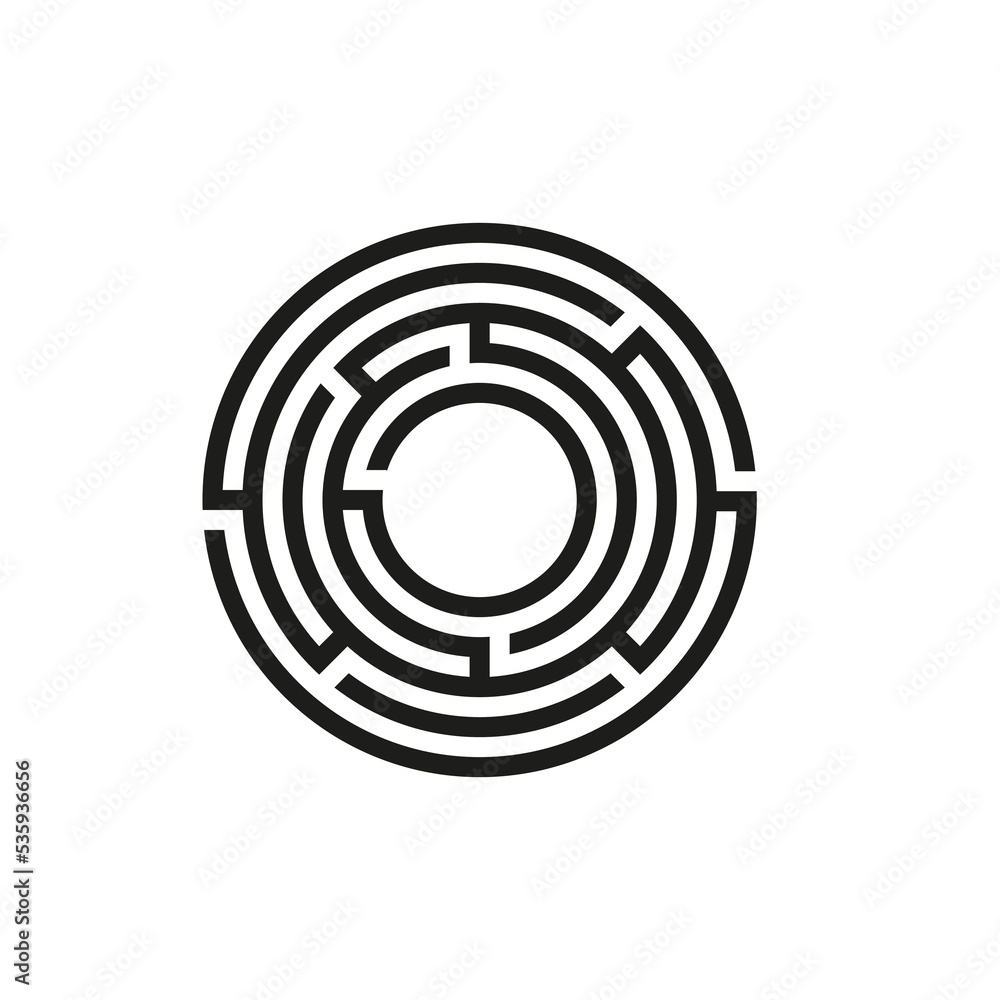 Round maze icon. Concept art. Round shape. Vector illustration. Stock image. Round maze icon. Concept art. Round shape. Vector illustration. Stock image.