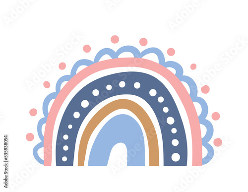 Cute rainbow icon. Minimalistic style, inspiration and aesthetics. Poster or banner for website. Childrens dreams, imagination and fantasy. Social media sticker. Cartoon flat vector illustration