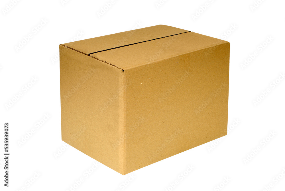 Plain brown cardboard box photo transparent background isolated side corner view PNG file Plain brown cardboard box photo transparent background isolated side corner view PNG file
