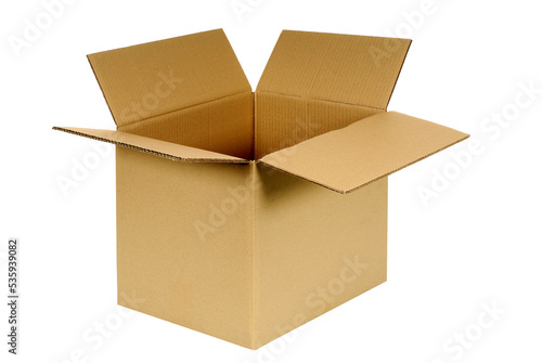 Plain cardboard box open top isolated photo transparent background PNG file photo