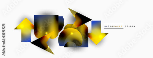 Minimal geometric abstract background. Primitive shapes composition backdrop. Trendy techno business template for wallpaper, banner, background or landing