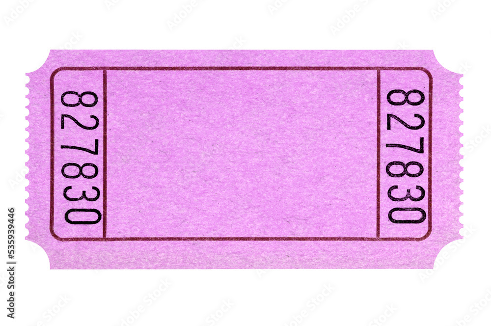 Blank pink movie or raffle ticket isolated transparent background photo