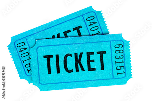 Two blue cinema tickets photo transparent background isolated PNG file