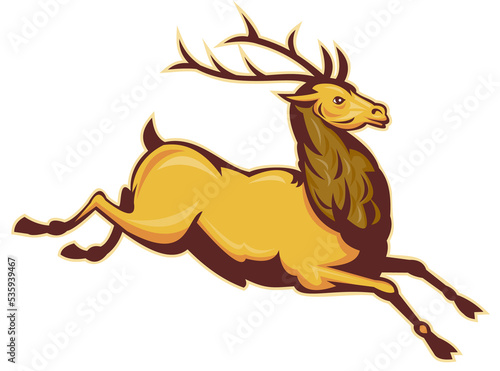  illustration of a Stag deer or buck jumping isolated on whit e background © patrimonio designs