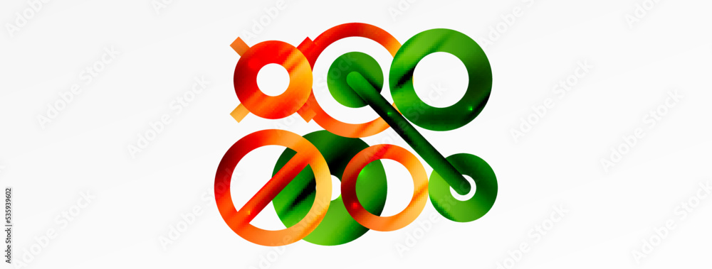 Naklejka premium Minimal geometric abstract background. Circle, line and round shapes design. Trendy techno business template for wallpaper, banner, background or landing