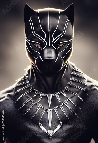 Portrait of a beautiful black jaguar. Portrait of a black panther. Beautiful black cat. 3d rendering