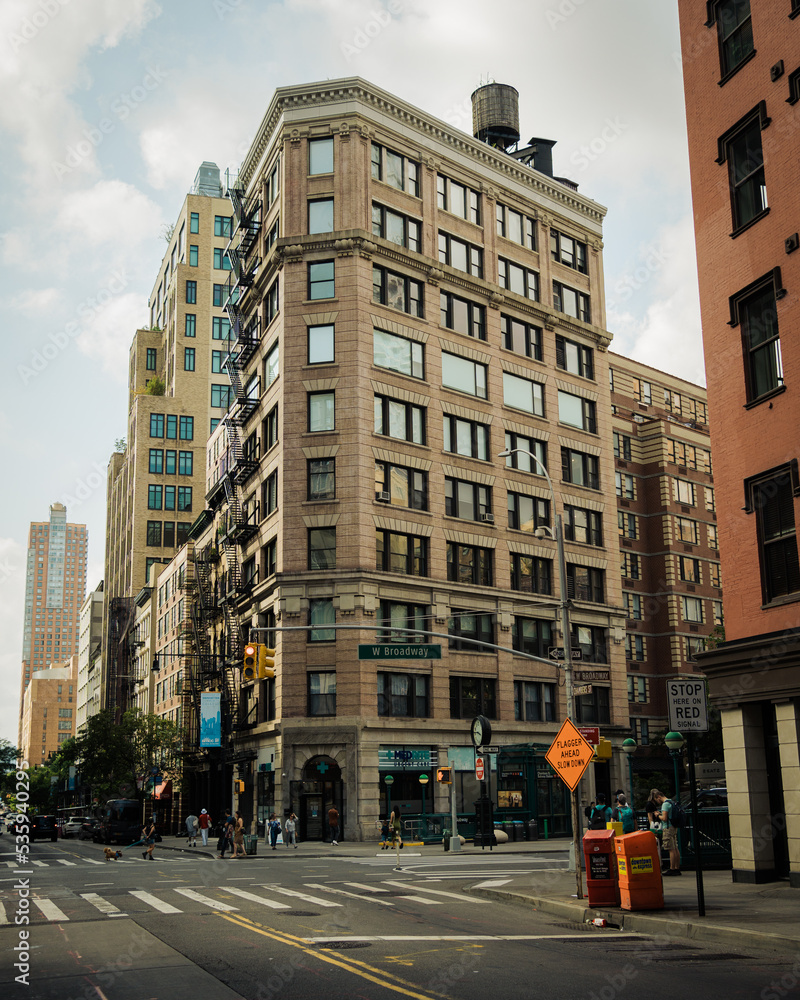 Beautiful architecture and street scene in Tribeca, Manhattan, New York