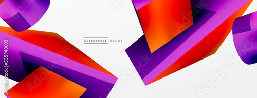 Metallic 3d shape vector geometric background. Trendy techno business template for wallpaper, banner, background or landing