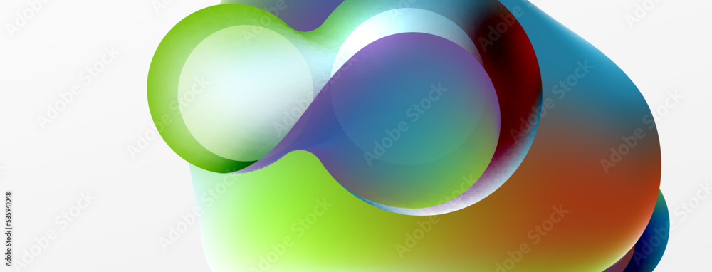 Fluid abstract background, round shapes and circle flowing design for wallpaper, banner, background or landing
