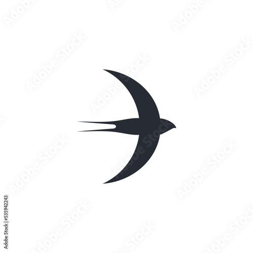 Isolated swallow on white background. Vector illustration