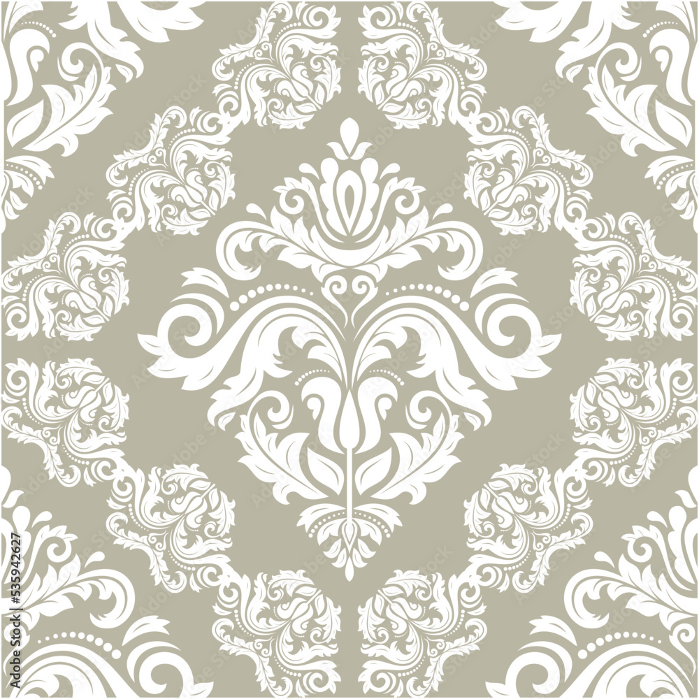 Orient vector classic pattern. Seamless abstract background with beige and white vintage elements. Orient pattern. Ornament for wallpapers and packaging Orient vector classic pattern. Seamless abstract background with beige and white vintage elements. Orient pattern. Ornament for wallpapers and packaging