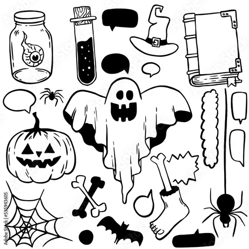 Halloween doodle, hand drawn illustration